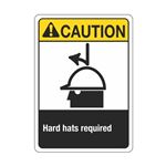 Caution Hard Hats Required Sign